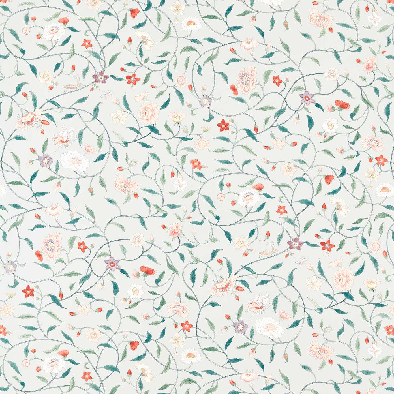 Henrietta's Trail Wallpaper - Stockholm Blue - ZATW313054 - Zoffany - Premier Wallcovering