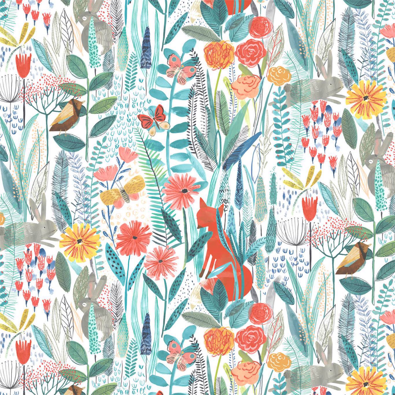 Hide and Seek Wallpaper - Poppy/Marine/Ochre - Harlequin - HLTF112633 - Morris Wallpaper
