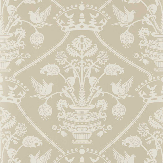 Highgrove Damask Wallpaper - Gritstone - DHIP217503