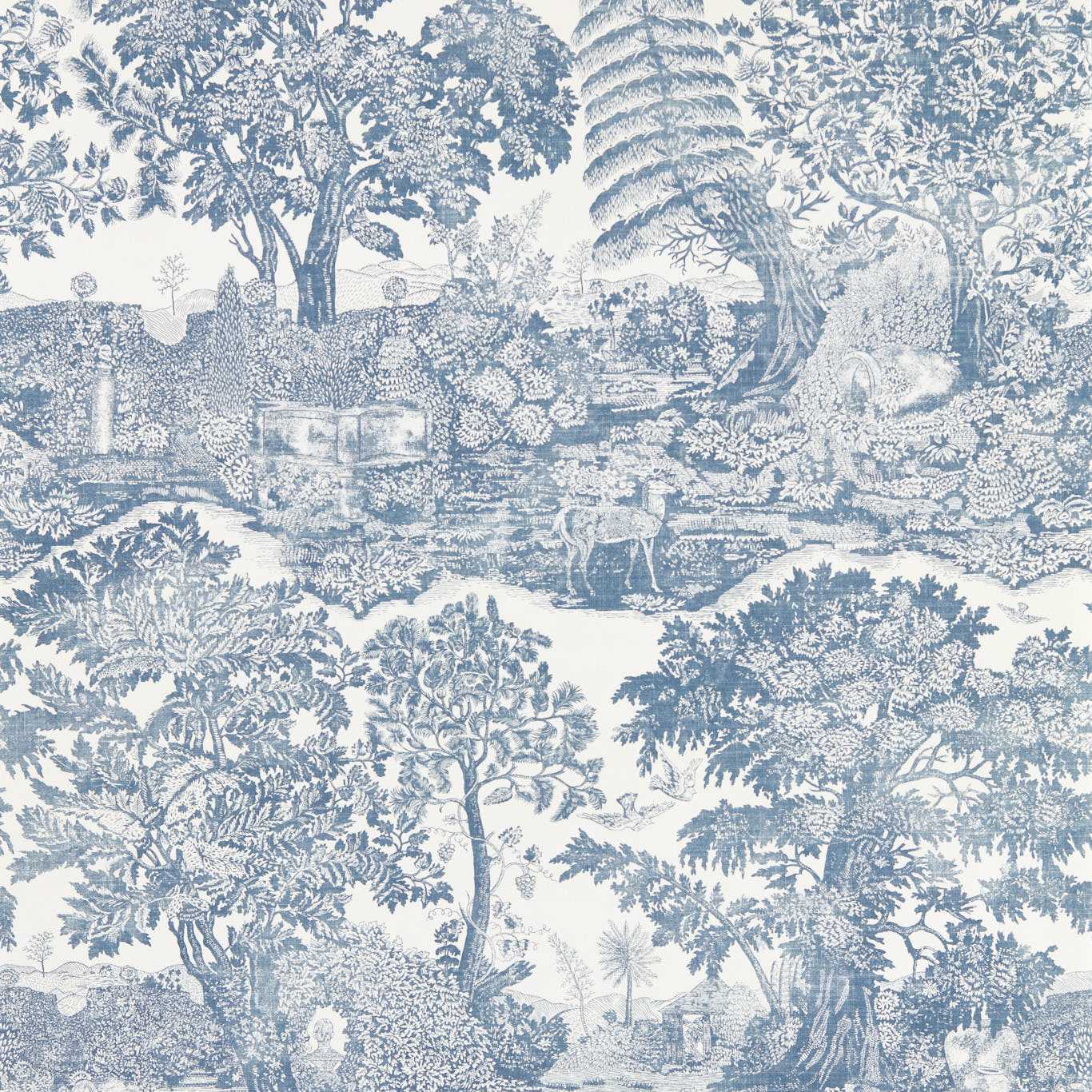 Highgrove Toile Wallpaper - Tetbury Blue - Sanderson - DHIP217480 - Morris Wallpaper