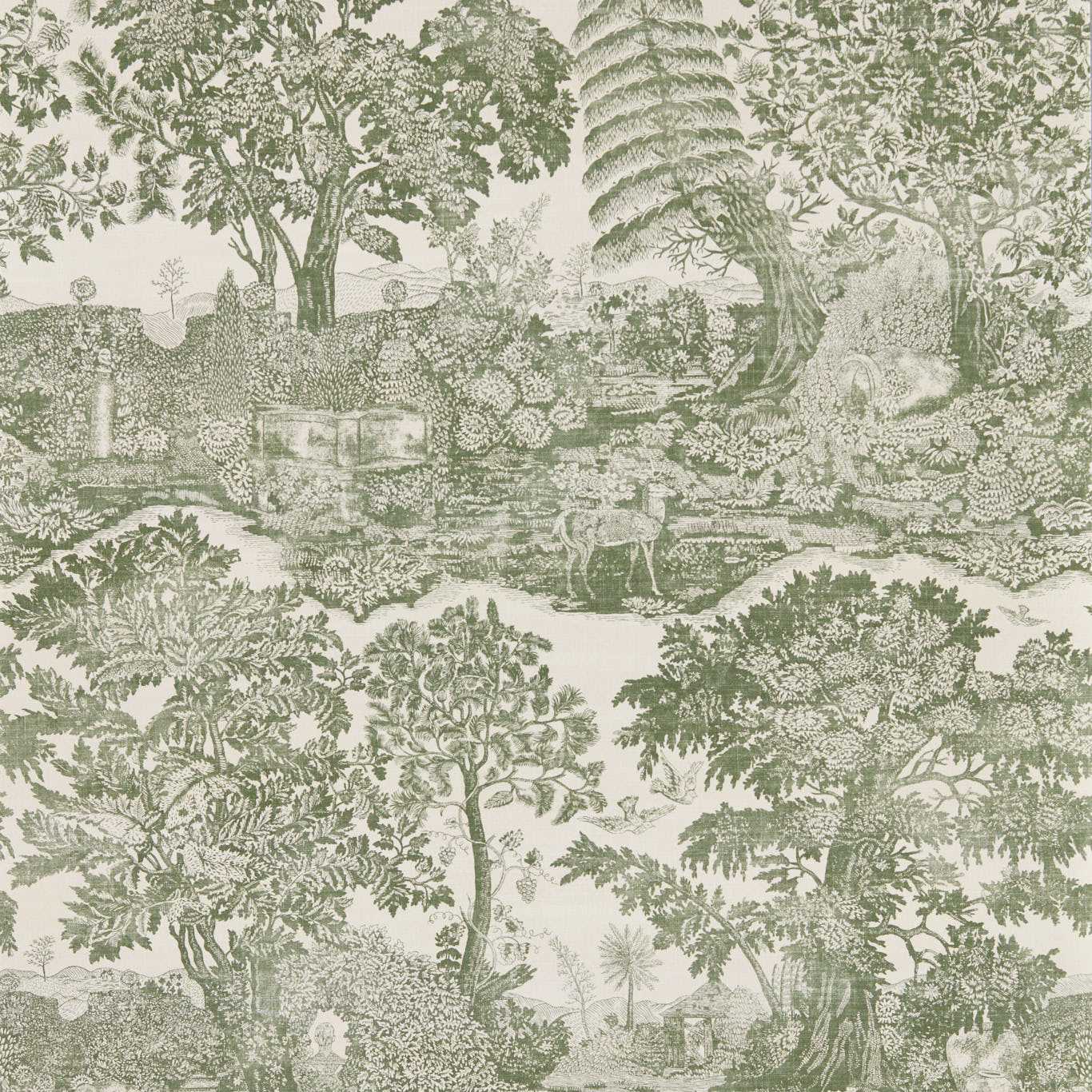 Highgrove Toile Wallpaper - Yew Green - Sanderson - DHIP217479 - Morris Wallpaper