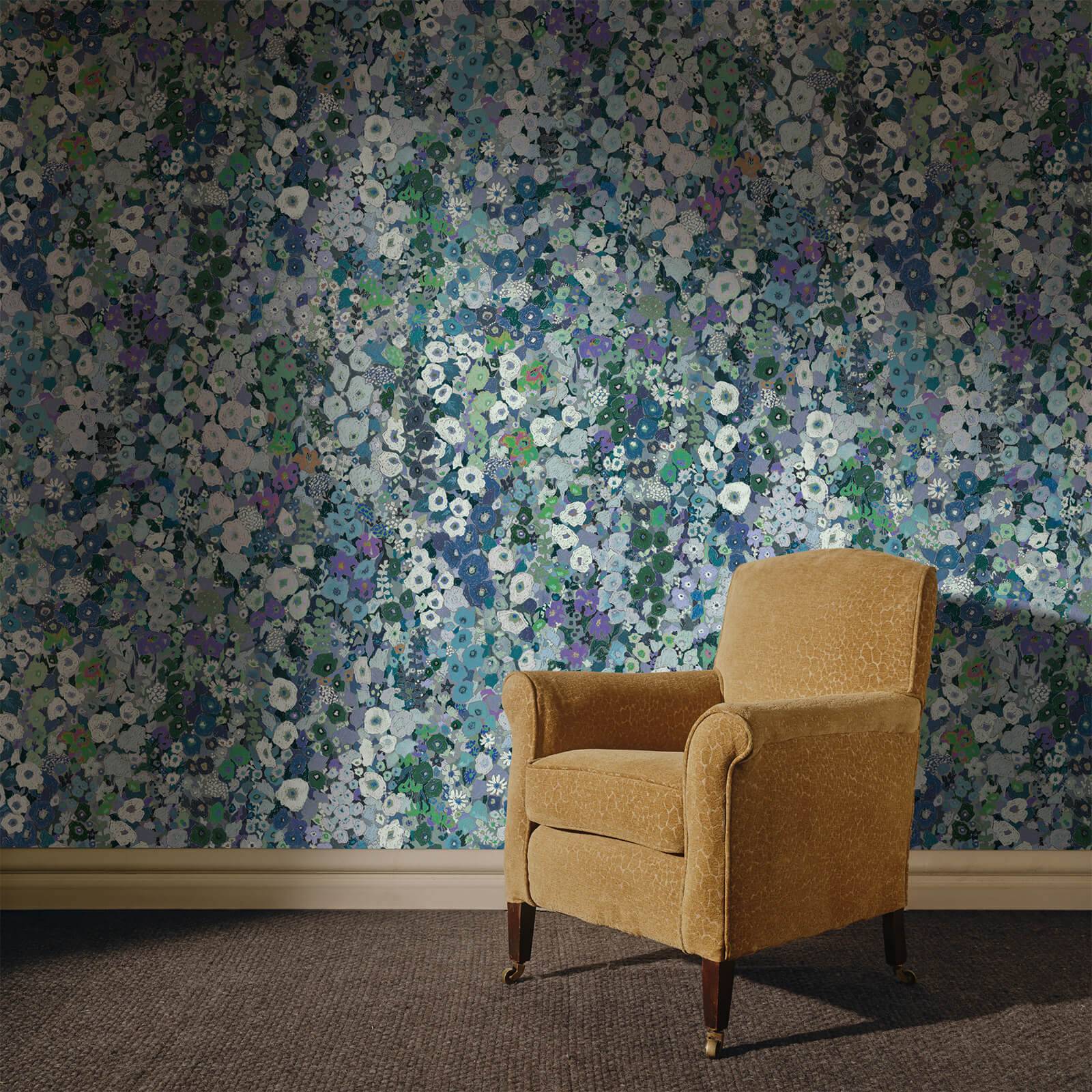 Hollyhocks Wallpaper - Dew - House of Hackney - 1-WA-HOL-DI-DEW-XXX - Morris Wallpaper
