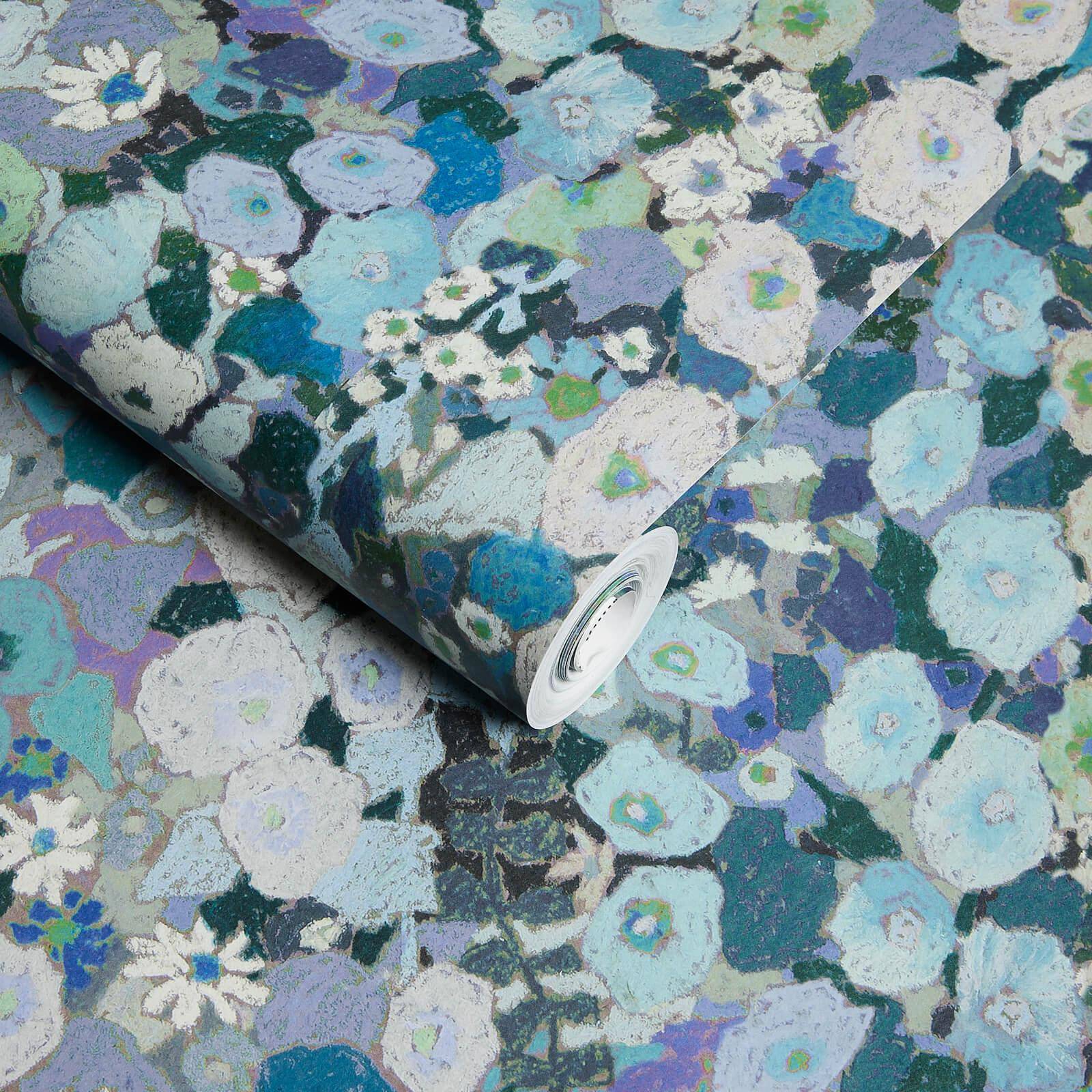 Hollyhocks Wallpaper - Dew - House of Hackney - 1-WA-HOL-DI-DEW-XXX - Morris Wallpaper