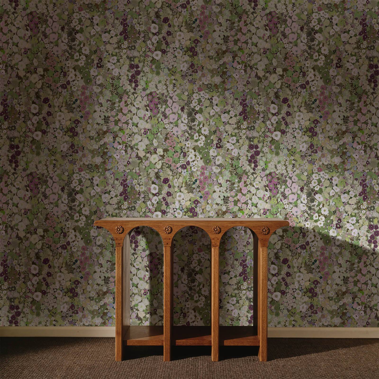 Hollyhocks Wallpaper - Meadow - House of Hackney - 1-WA-HOL-DI-MEA-XXX - Morris Wallpaper