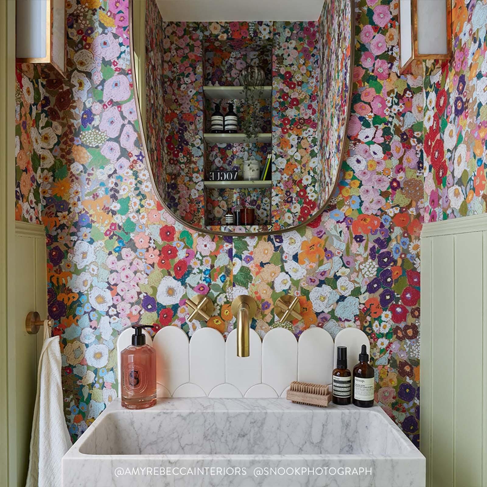 Hollyhocks Wallpaper - Spring - House of Hackney - 1-WA-HOL-DI-SPR-XXX - Morris Wallpaper