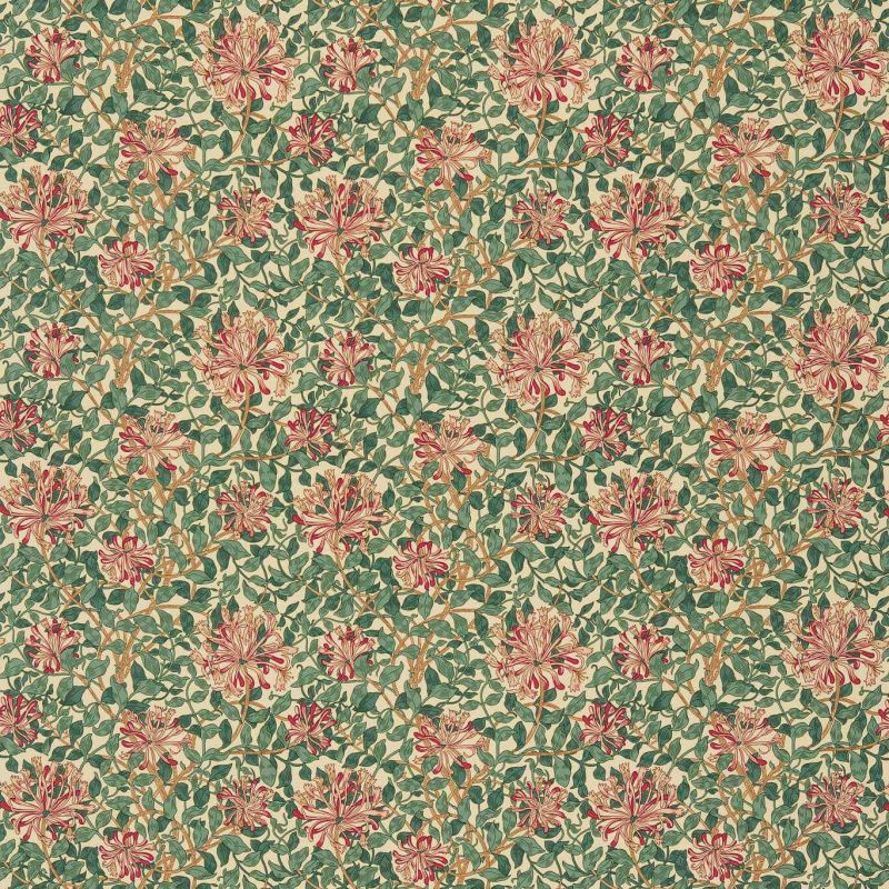 Honeysuckle Fabric - Cream/Wine - Morris & Co - DMC1HS203 - Premier Wallcovering
