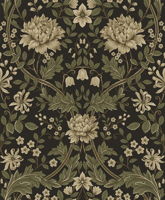 Honeysuckle Trail Peel & Stick Wallpaper - Brown & Sage - NW44606