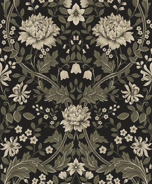 Honeysuckle Trail Peel & Stick Wallpaper - Ebony & Pavestone - NW44610