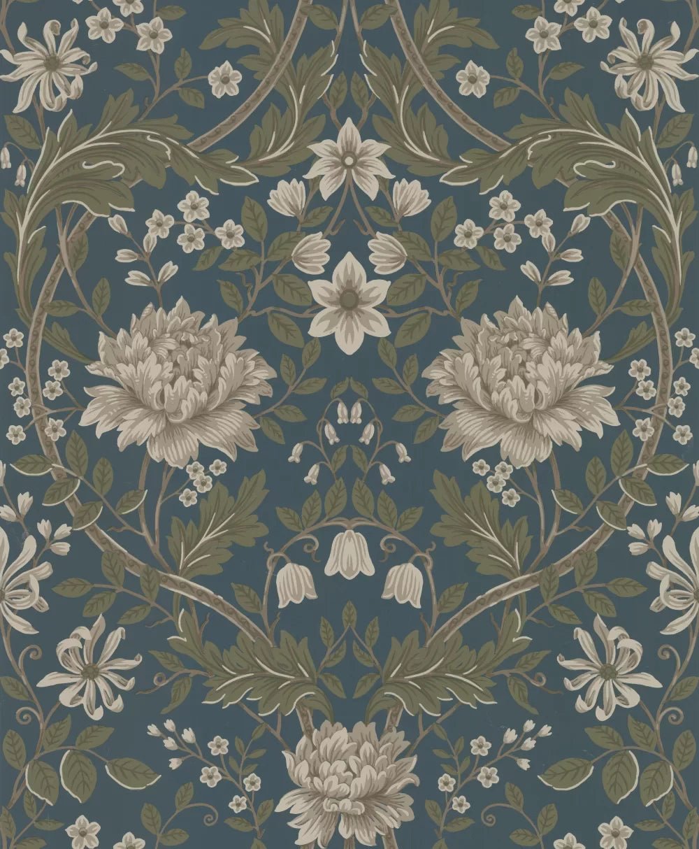 Honeysuckle Trail Wallpaper - Green - NextWall - NW44604 - Morris Wallpaper