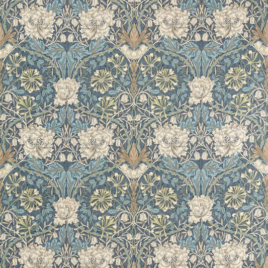 Honeysuckle & Tulip Fabric - Woad/Thyme - Morris & Co - 227242 - Premier Wallcovering