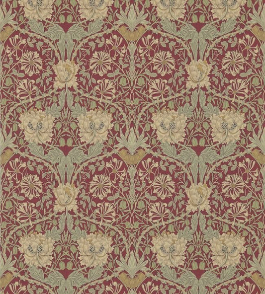 Honeysuckle & Tulip Wallpaper - Red/Gold - 214700 - Morris & Co