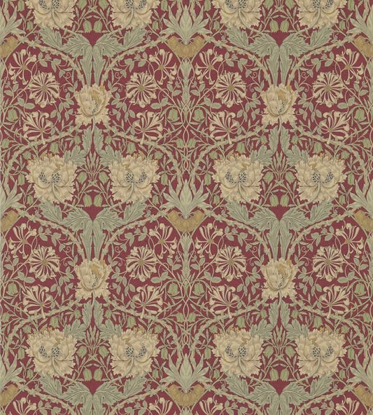 Honeysuckle & Tulip Wallpaper - Red/Gold - DM3W214700 - Morris & Co - Morris Wallpaper