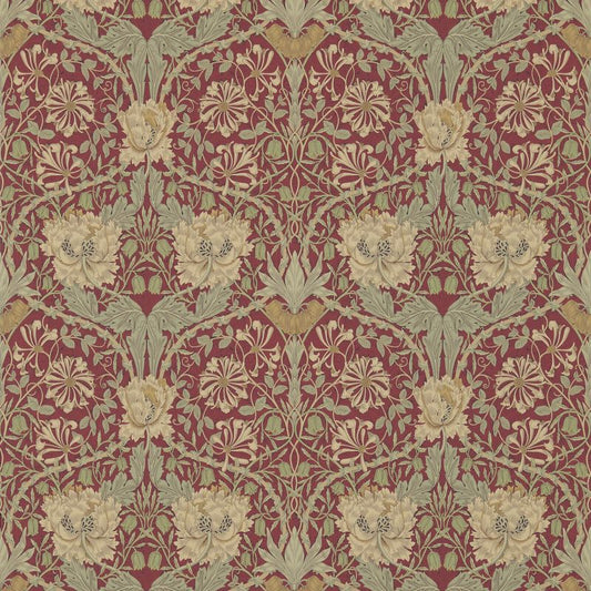 Honeysuckle & Tulip Wallpaper - Red/Gold - Morris & Co - 214700 - Morris Wallpaper