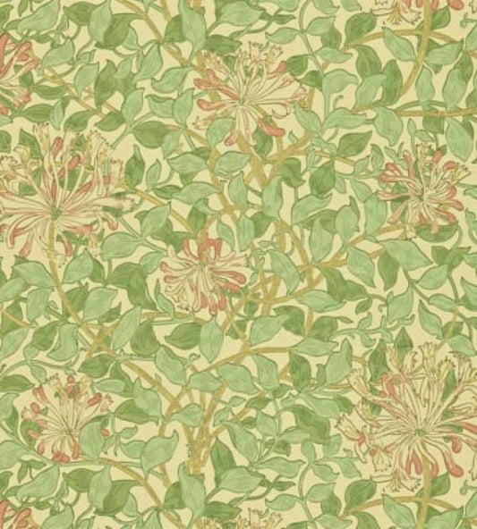 Honeysuckle Wallpaper - Green/Beige/Pink - DCMW216842 - Morris & Co - Morris Wallpaper
