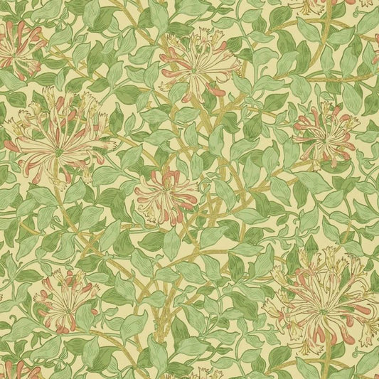 Honeysuckle Wallpaper - Green/Beige/Pink - Morris & Co - 210435 - Morris Wallpaper