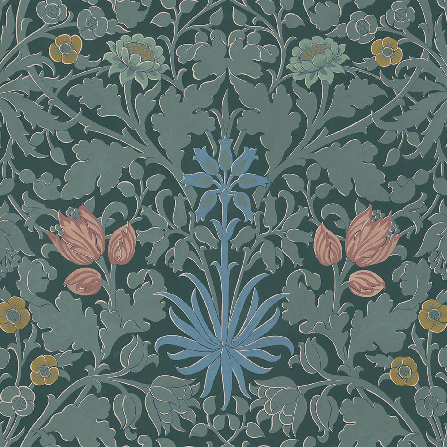 1-WA-HYA-DI-EUP-XXX - Hyacinth Novellus Wallpaper - Euphorbia - House of Hackney