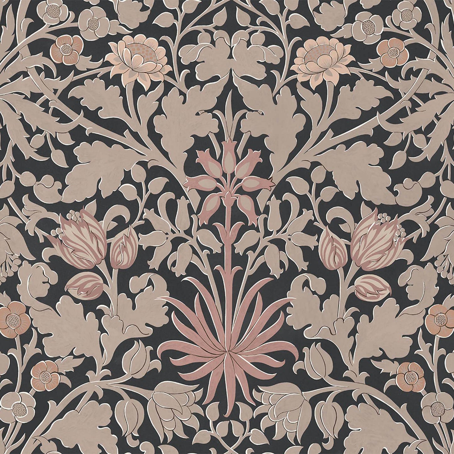 1-WA-HYA-DI-NOI-XXX - Hyacinth Novellus Wallpaper - Noir - House of Hackney