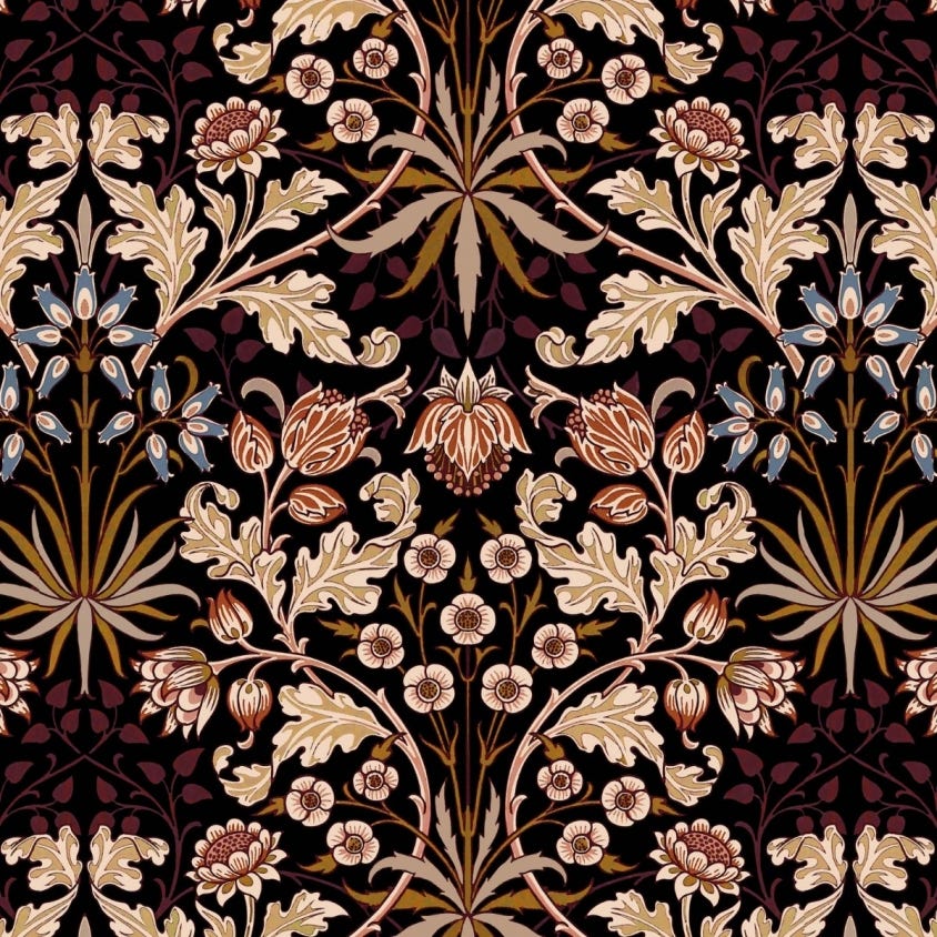 Hyacinth Wallpaper - Black - House of Hackney - 1-WA-HYA-DI-BLK-XXX - Morris Wallpaper