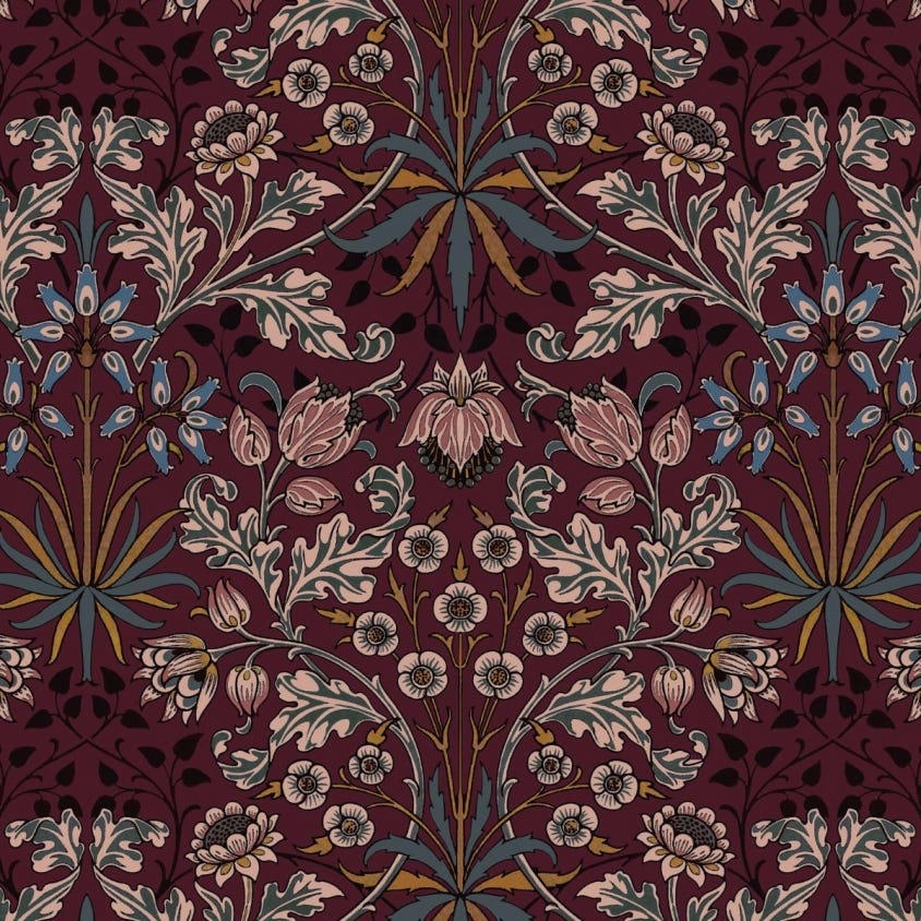 Hyacinth Wallpaper - Mulberry - House of Hackney - 1-WA-HYA-DI-MUL-XXX - Morris Wallpaper