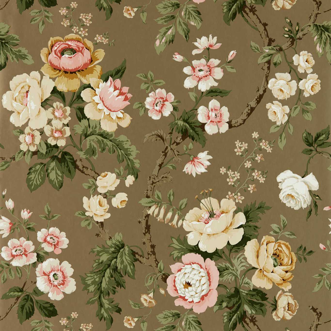Hykenham Wallpaper - Gold Metallic/Rose - DOSW217042 - Sanderson