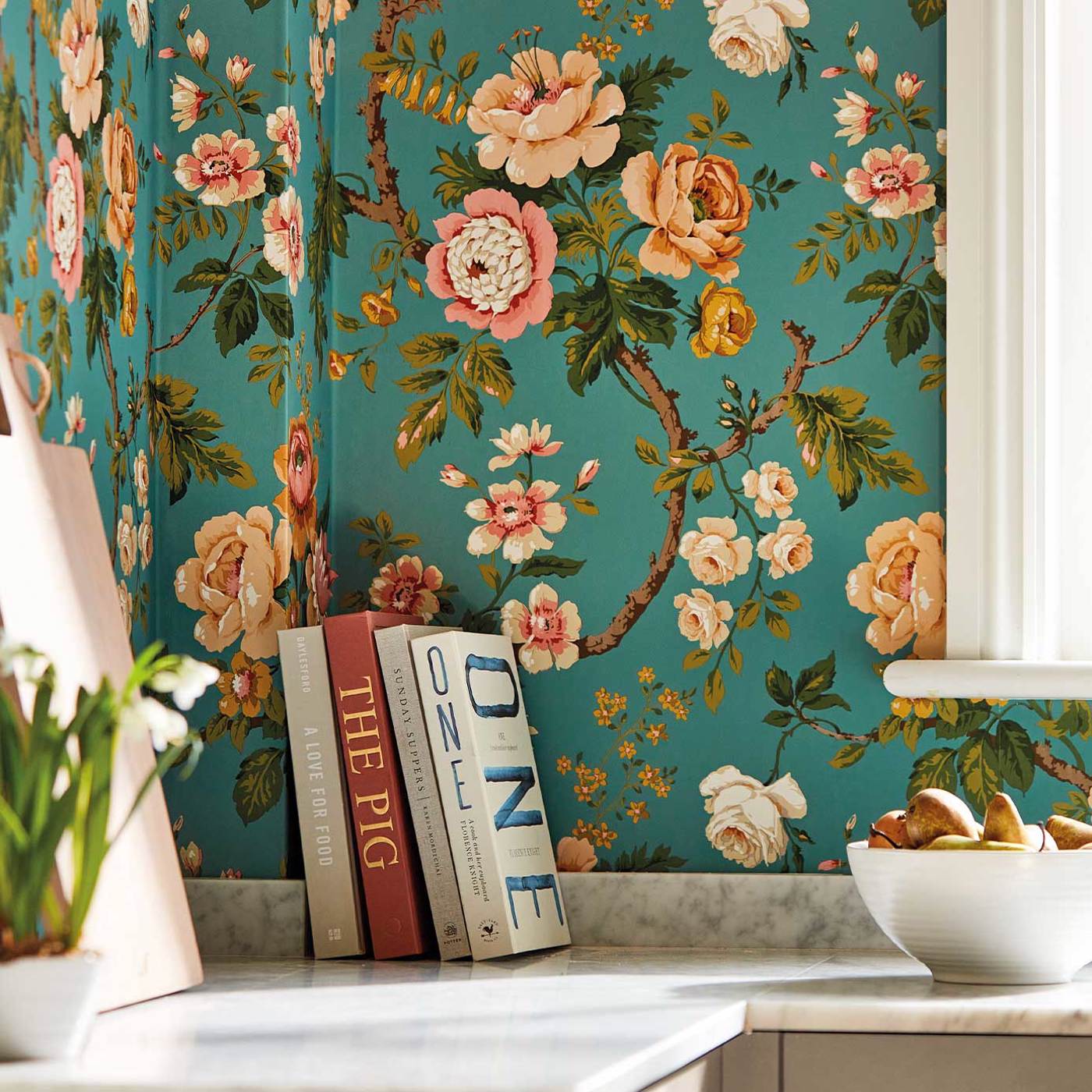Hykenham Wallpaper - High Sea/Ginger - Sanderson - DOSW217041 - Morris Wallpaper