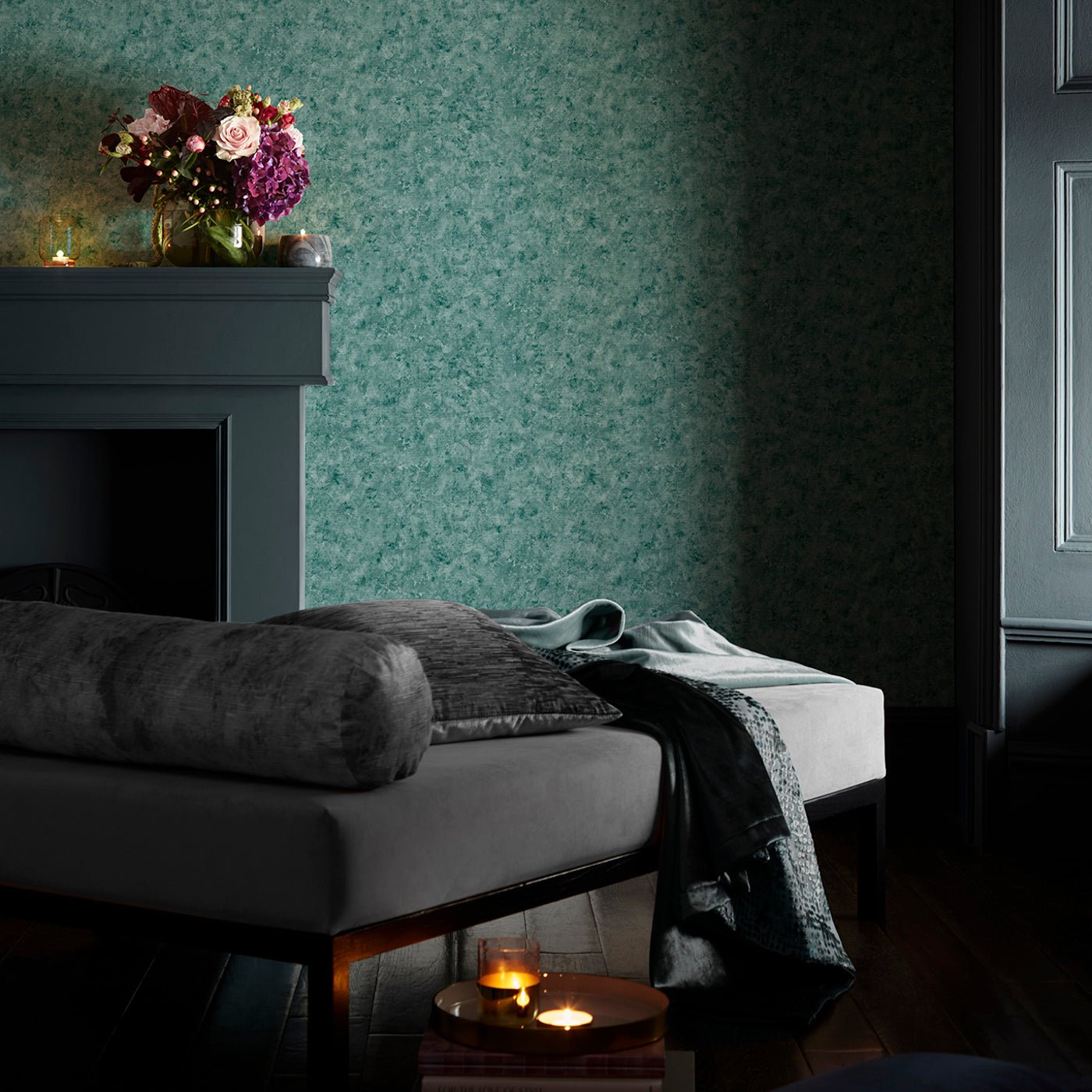 Impression Wallpaper - Teal - Clarke & Clarke - W0152/04 - Morris Wallpaper