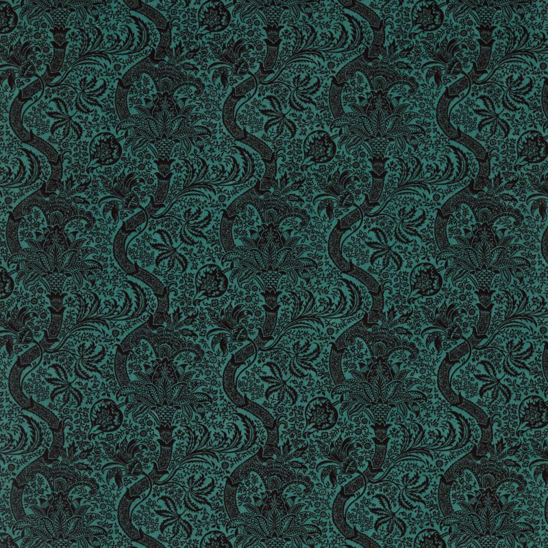 Indian Flock Velvet Fabric - Cerulean/Walnut - Morris & Co - 236944 - Premier Wallcovering