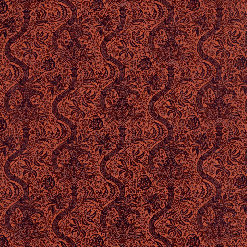 Indian Flock Velvet Fabric - Russet/Mulberry - Morris & Co - 236943 - Premier Wallcovering