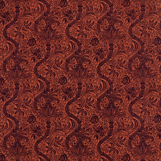 Indian Flock Velvet Fabric - Russet/Mulberry - Morris & Co - 236943 - Premier Wallcovering