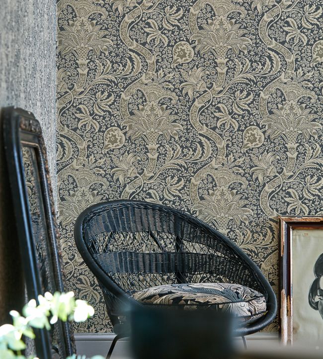 Indian Wallpaper - Charcoal/Nickel - 216445 - Morris & Co - Morris Wallpaper