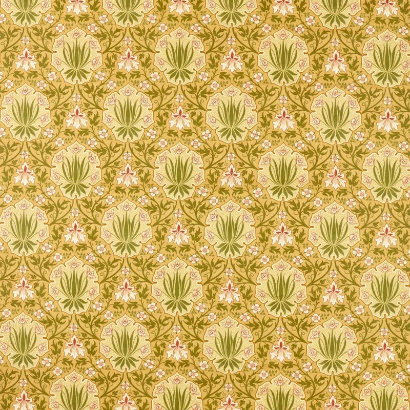 Iris & Rose Fabric - Gold - Morris & Co - 227373 - Morris Wallpaper
