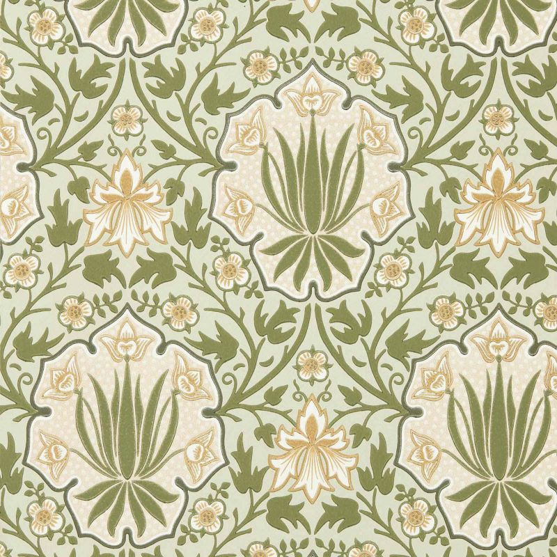 Iris & Rose Wallpaper - Bayleaf/Weld - Morris & Co - 217567 - Morris Wallpaper
