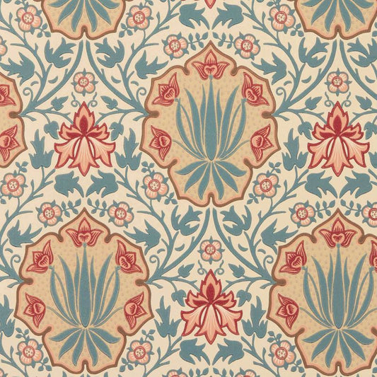 Iris & Rose Wallpaper - Indigo/Crimson - Morris & Co - 217566 - Morris Wallpaper
