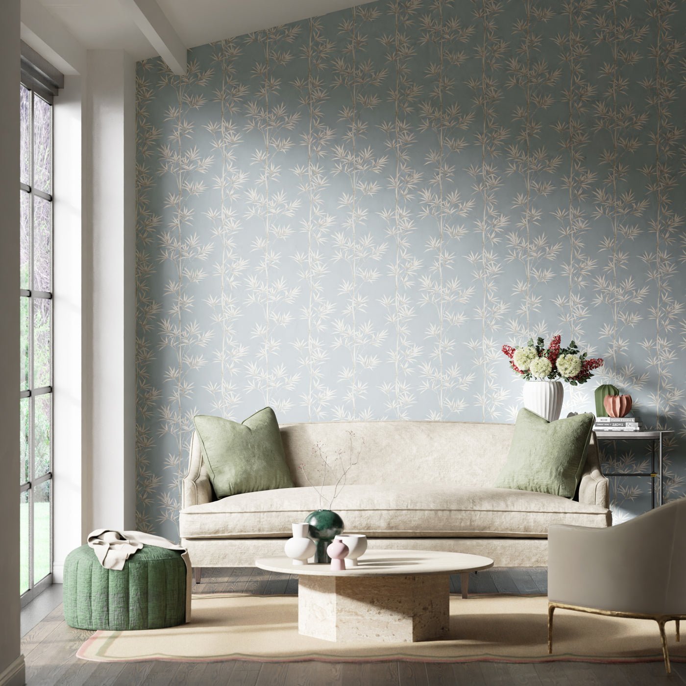 Isabella Wallpaper - Sky/Porcelain - HDHW112913 - Harlequin - Premier Wallcovering