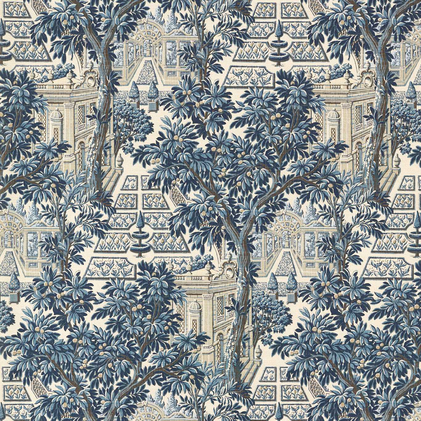 Italian Garden Wallpaper - Indigo - Zoffany - ZATW313052 - Morris Wallpaper