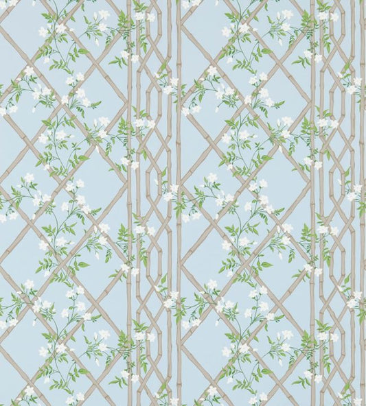 Jasmine Lattice Wallpaper - Sky - ZWOO311332 - Zoffany - Morris Wallpaper