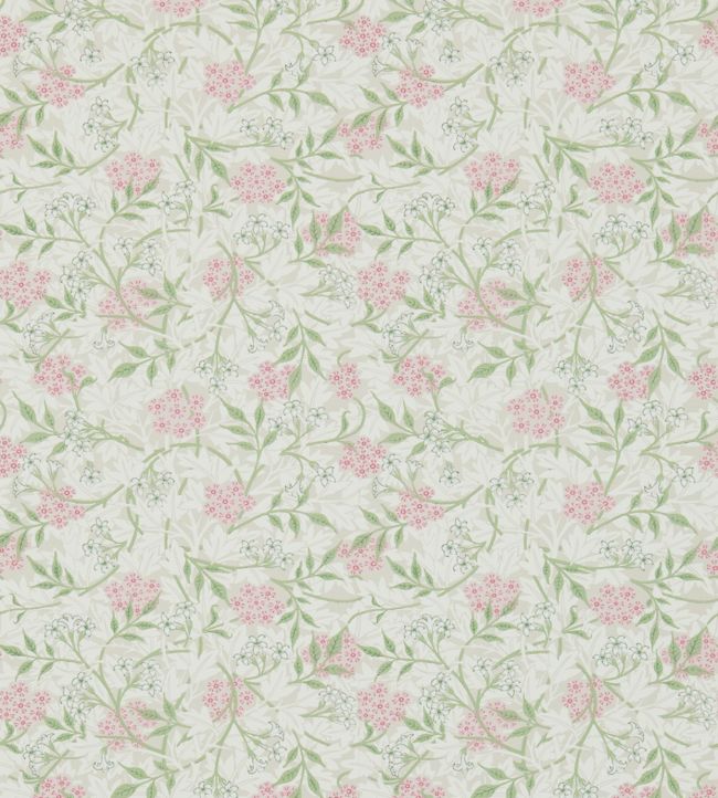 Jasmine Wallpaper - Blossom Pink / Sage - 214725 - Morris Exclusive - Morris Wallpaper