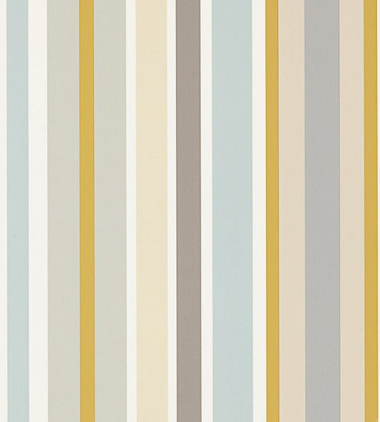 Jelly Tot Stripe Wallpaper - Slate / Biscuit / Maize - 111262 - Scion - Morris Wallpaper