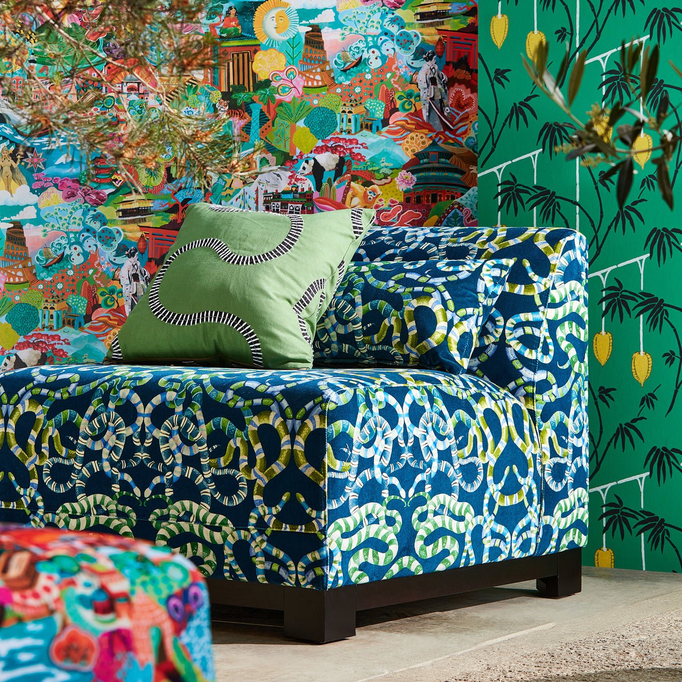 Journey of Discovery Wallpaper - Ionian/Harissa/Emerald - Harlequin - HQN3112919 - Morris Wallpaper