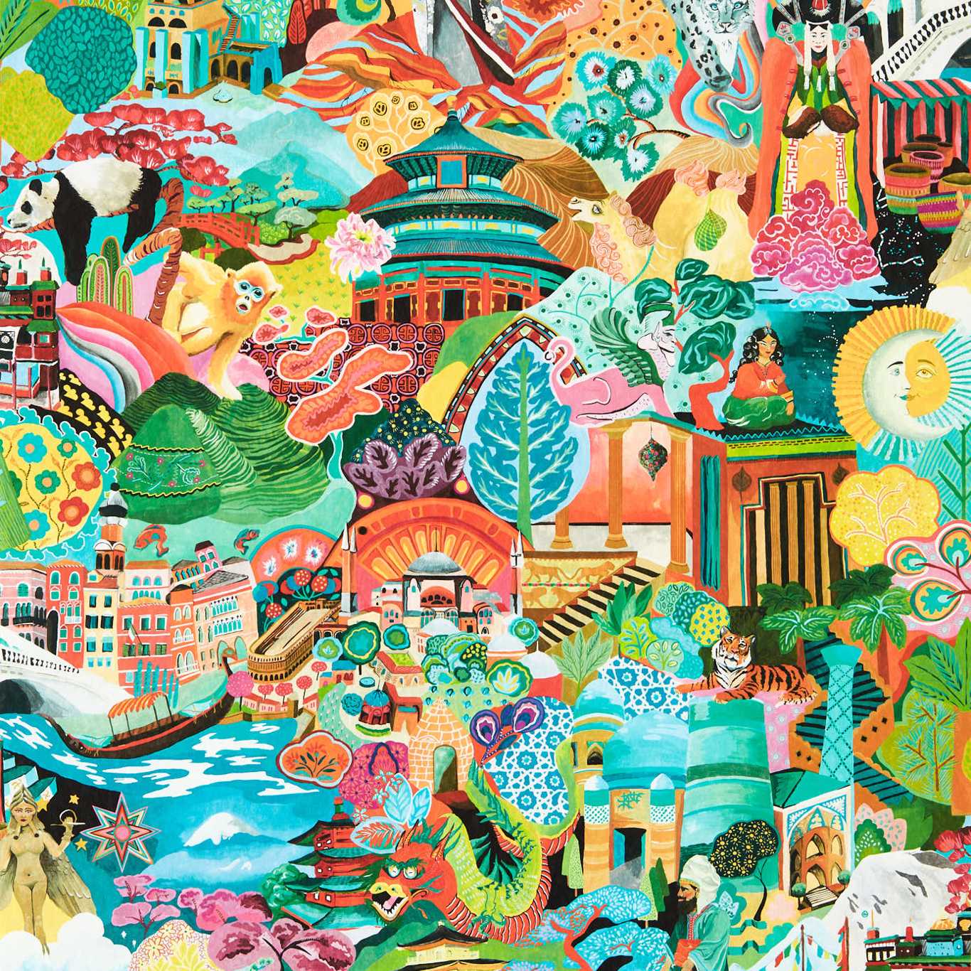 Journey of Discovery Wallpaper - Ionian/Harissa/Emerald - HQN3112919 - Harlequin - Premier Wallcovering