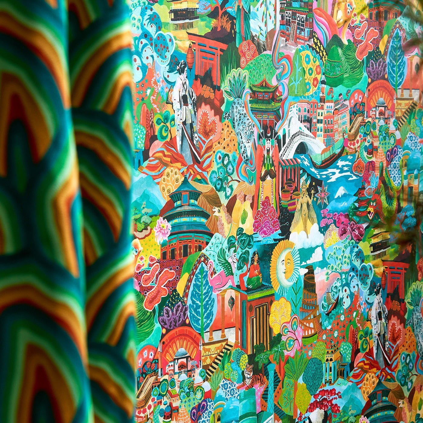 Journey of Discovery Wallpaper - Ionian/Harissa/Emerald - HQN3112919 - Harlequin - Premier Wallcovering