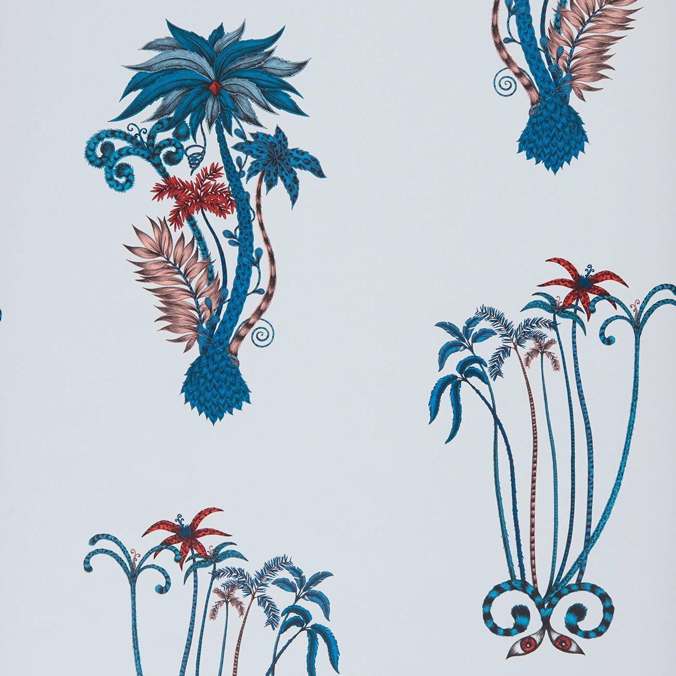 Jungle Palms Wallpaper - Blue - Clarke & Clarke - W0101/01 - Morris Wallpaper