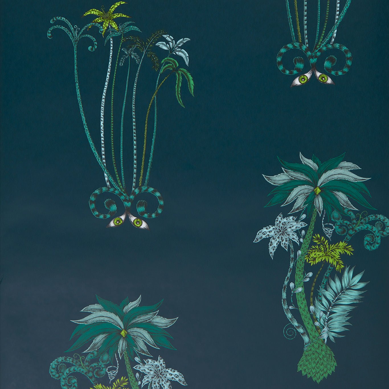 Jungle Palms Wallpaper - Navy - Clarke & Clarke - W0101/03 - Morris Wallpaper