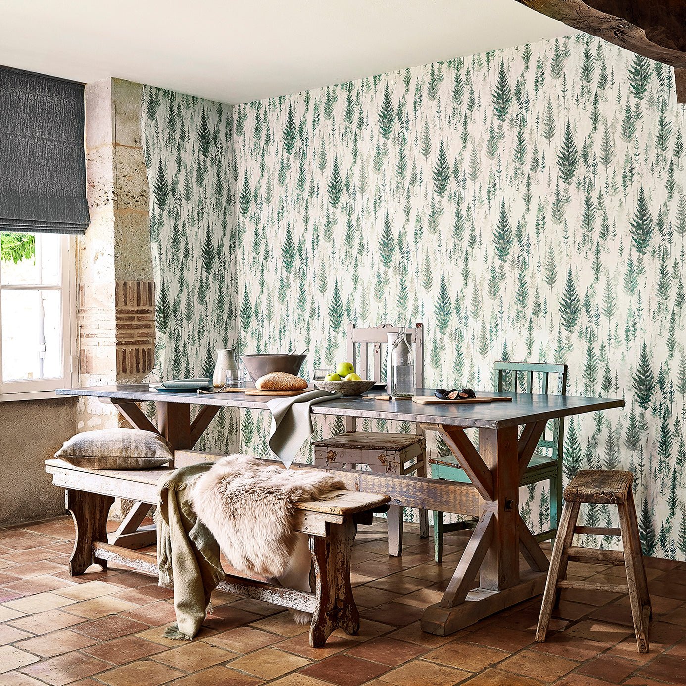 Juniper Pine Wallpaper - Forest - Sanderson - DYSI216622 - Morris Wallpaper