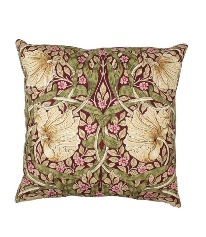 Just Fabrics - William Morris Pimpernel Aubergine Cushion - 515 - Morris Wallpaper