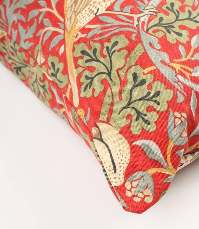 Just Fabrics - William Morris Strawberry Thief Crimson Cushion - 507 - Morris Wallpaper