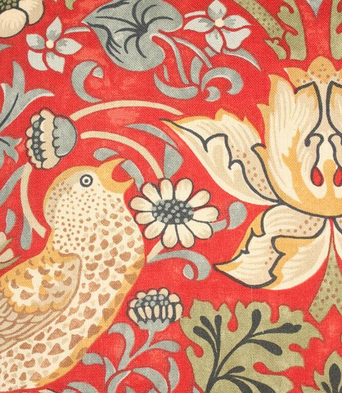 Just Fabrics - William Morris Strawberry Thief Crimson Cushion - 507 - Morris Wallpaper
