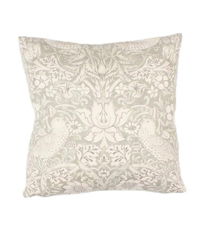 Just Fabrics - William Morris Strawberry Thief Silver Cushion - 684 - Morris Wallpaper