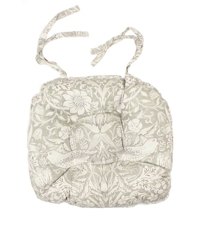 Just Fabrics - William Morris Strawberry Thief Silver Seat Pad - 695 - Morris Wallpaper