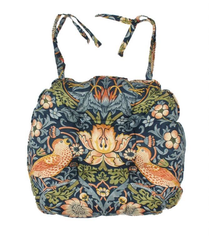 Just Fabrics - William Morris Strawberry Thief Indigo Seat Pad - 777 - Morris Wallpaper